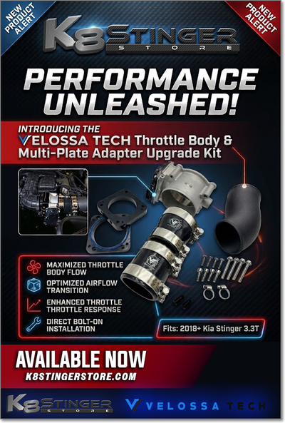 Kia Stinger 3.3T - Velossa Tech 76mm King Size Throttle Body & Multi-Plate Adapter Kit