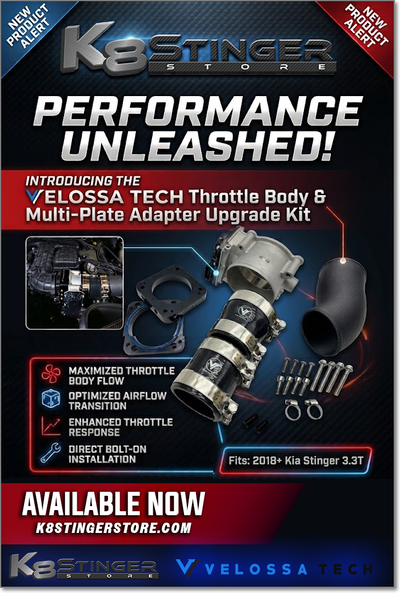 Kia Stinger 3.3T - Velossa Tech 76mm King Size Throttle Body & Multi-Plate Adapter Kit